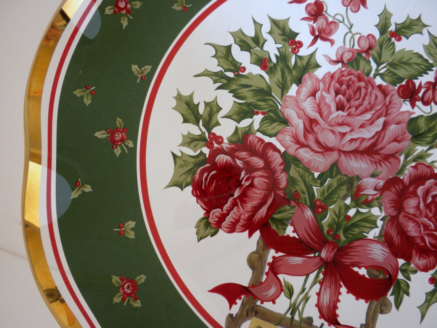 Vintage, Lefton Roses and Gold Plate,  Lefton Bowl 1991