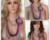 Ooak Unique,womens,ladies,grey,wine,multicolour,crochet knitted lariat,necklace,neckwarmer,neckband,crochet jewellery,gift for her.