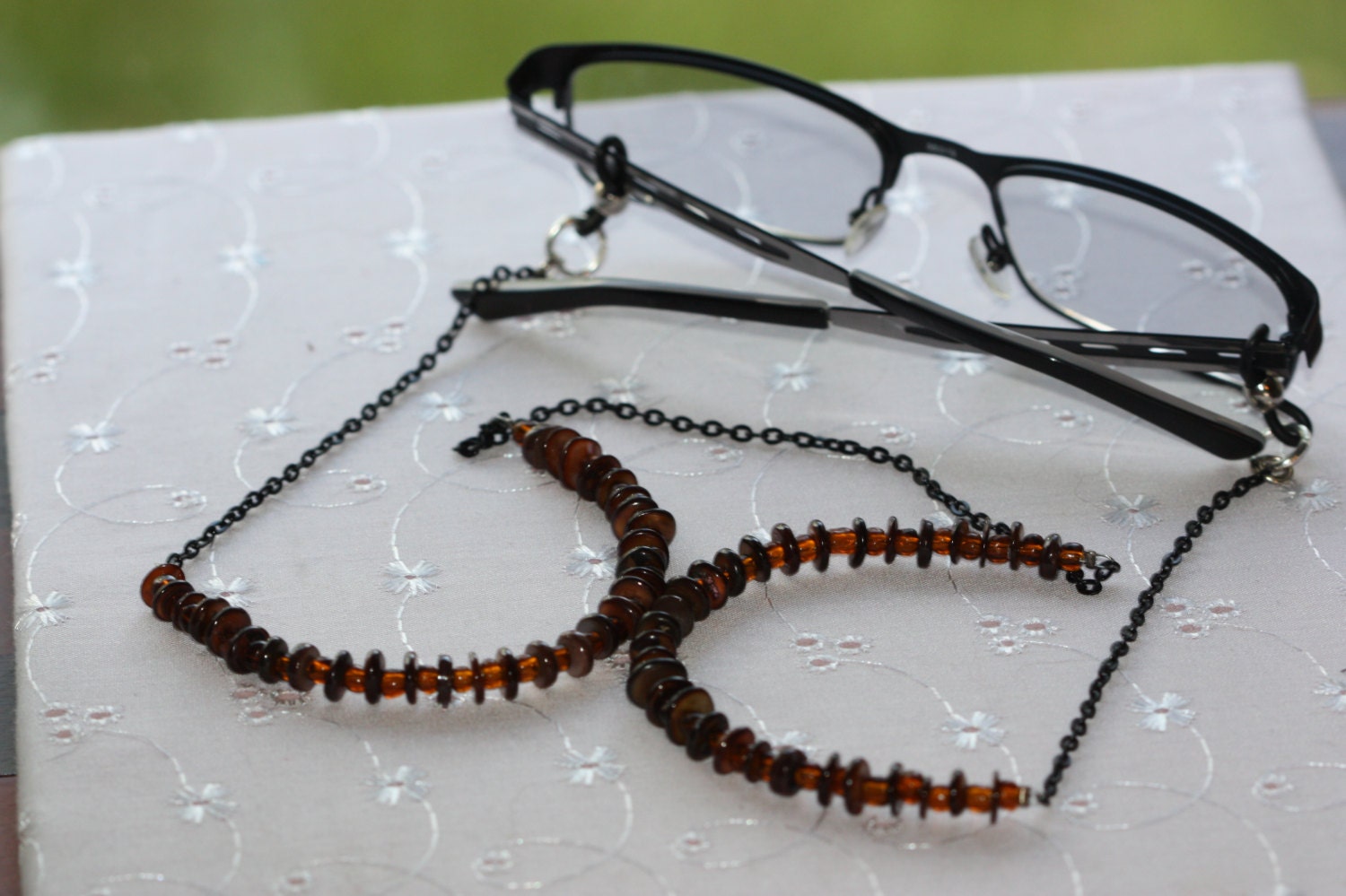 Beaded Eye Glass Necklace 29 Inches Long