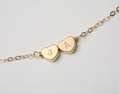 Reversible Heart initial Bracelet,gold bracelet,Monogram adjustable,Bridesmaid gifts,Birthday,Friendship,Mother Jewelry
