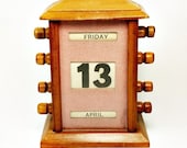 Super Early 20th Century Antique Perpetual Wooden Desk Calendar