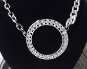 OOAK steampunk necklace, rhinestone bling, industrial chains, diamonds blings, wedding vintage, statement piece