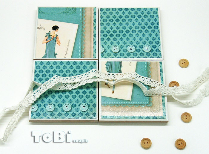 Tile coasters set "Spring Collection"