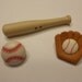 3, large baseball, bat and mitt buttons, 21-50 mm (10)