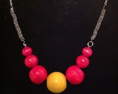 Red and Yellow Wood Neon Necklace