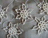 Crochet Garland,Window Hanging,crochet ornaments,embellishments,Handmade holiday ornaments,white applique, Shabby chic, set of 8, holiday