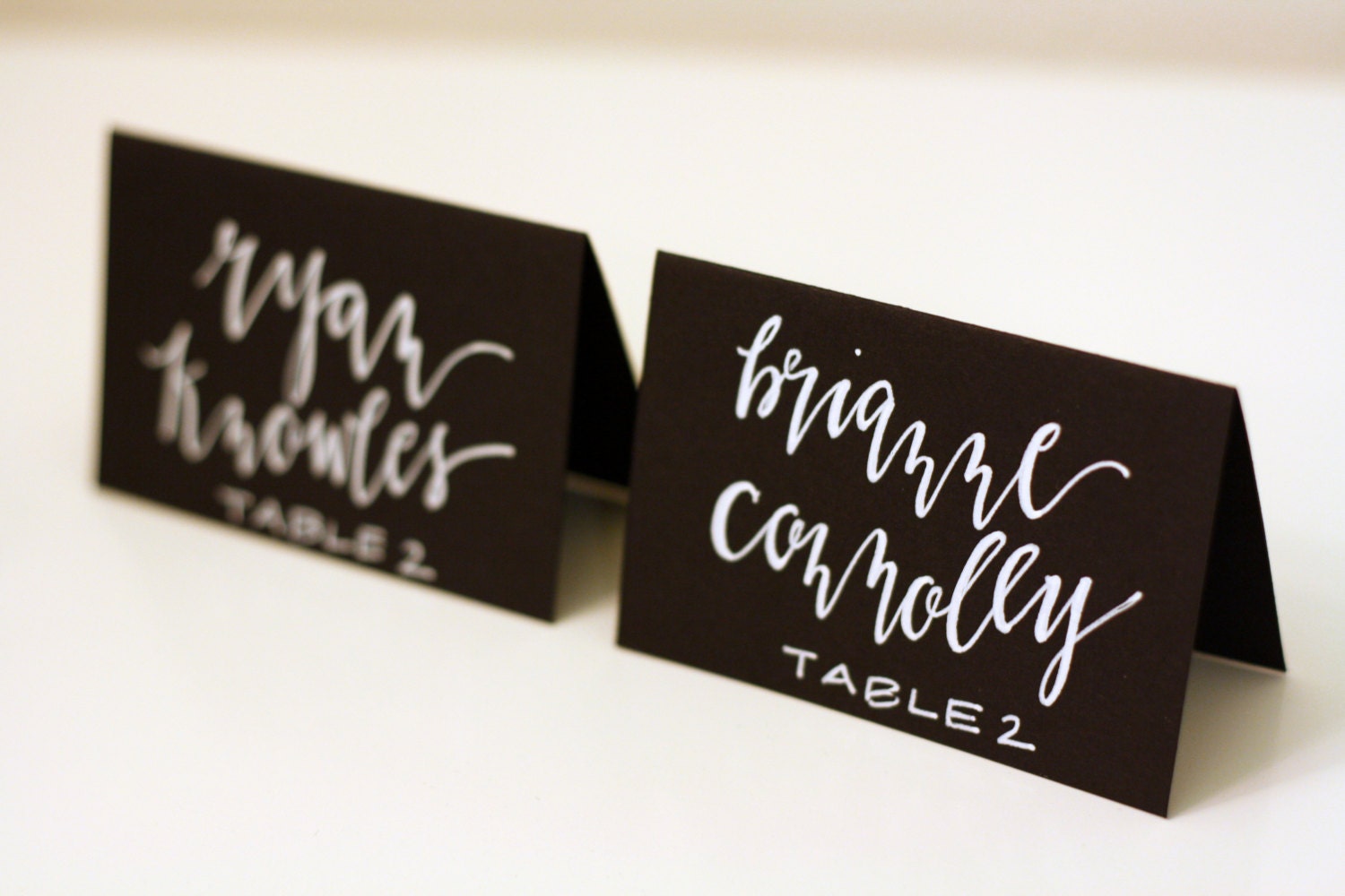 Calligraphy Place Cards (Black Cardstock White Ink)