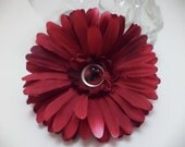 Dark Pink Hair Flower - Valentine's, Heart, Hair Clip, Fascinator, Pin Up Girl, Rockabilly