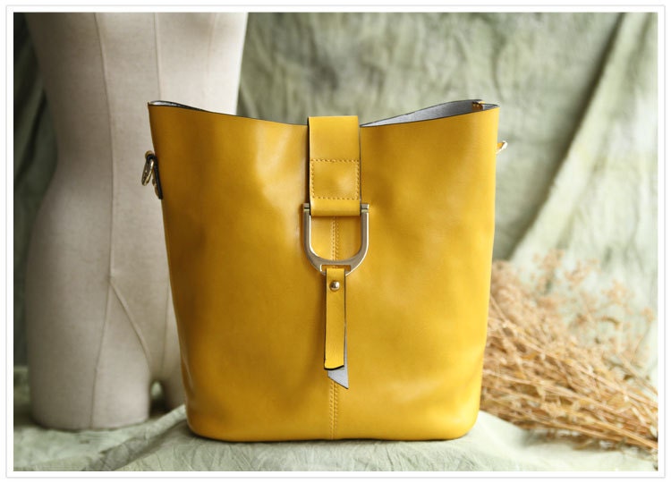 Leather Messenger Bag - Shoulder Bag - Leather Satchel - Tank package in Yellow