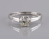 Spectacular Art Deco .81 C t old European cut diamond solitaire ring