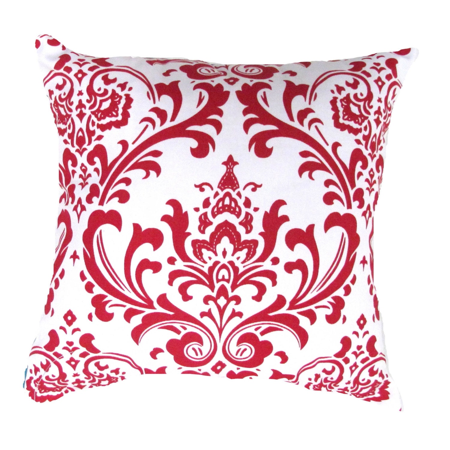 Red Pillow Cover- Red Damask & White Damask Table Runner-Accent Pillow Cover .16x16" or 17 x 17" or 18 x 18" Pillow Covers