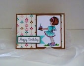Women, girl, female Birthday Card - Handmade