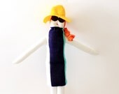 Art doll Beltrana white blue turquoise striped dress girl stuffed toy la dolce vita limited edition collectible soft sculpture