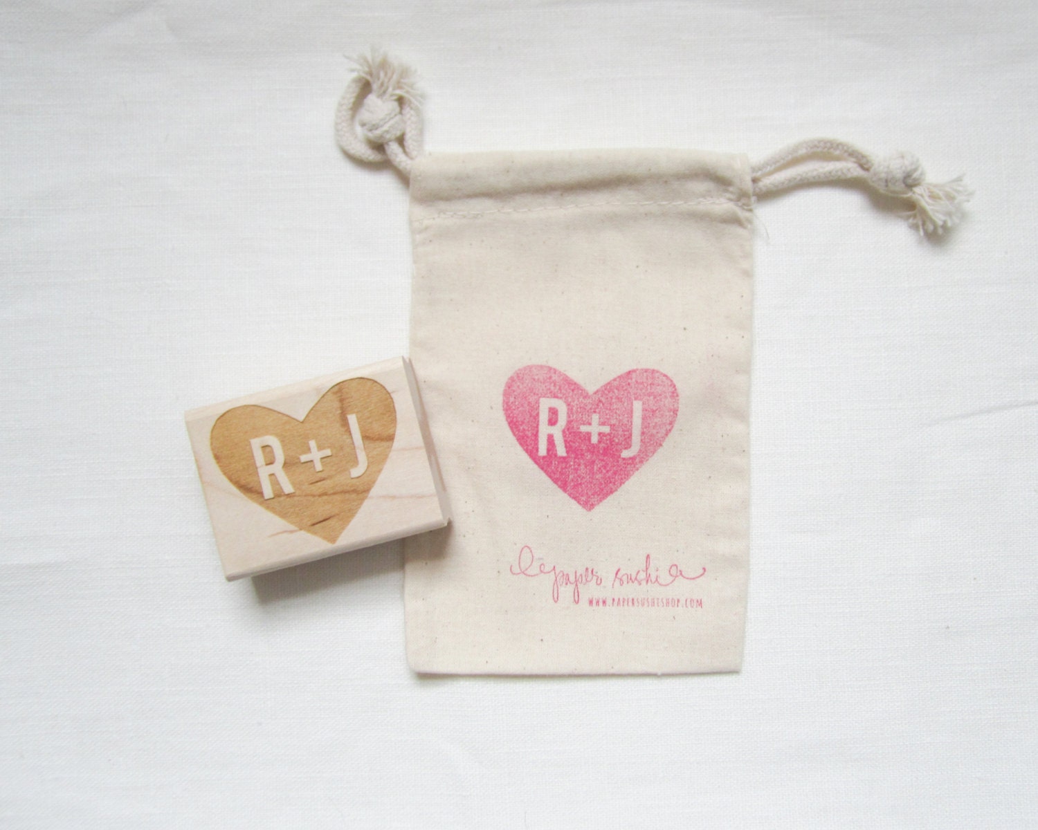 Wedding Monogram Stamp - Custom Wedding Stamp with Heart and Initials