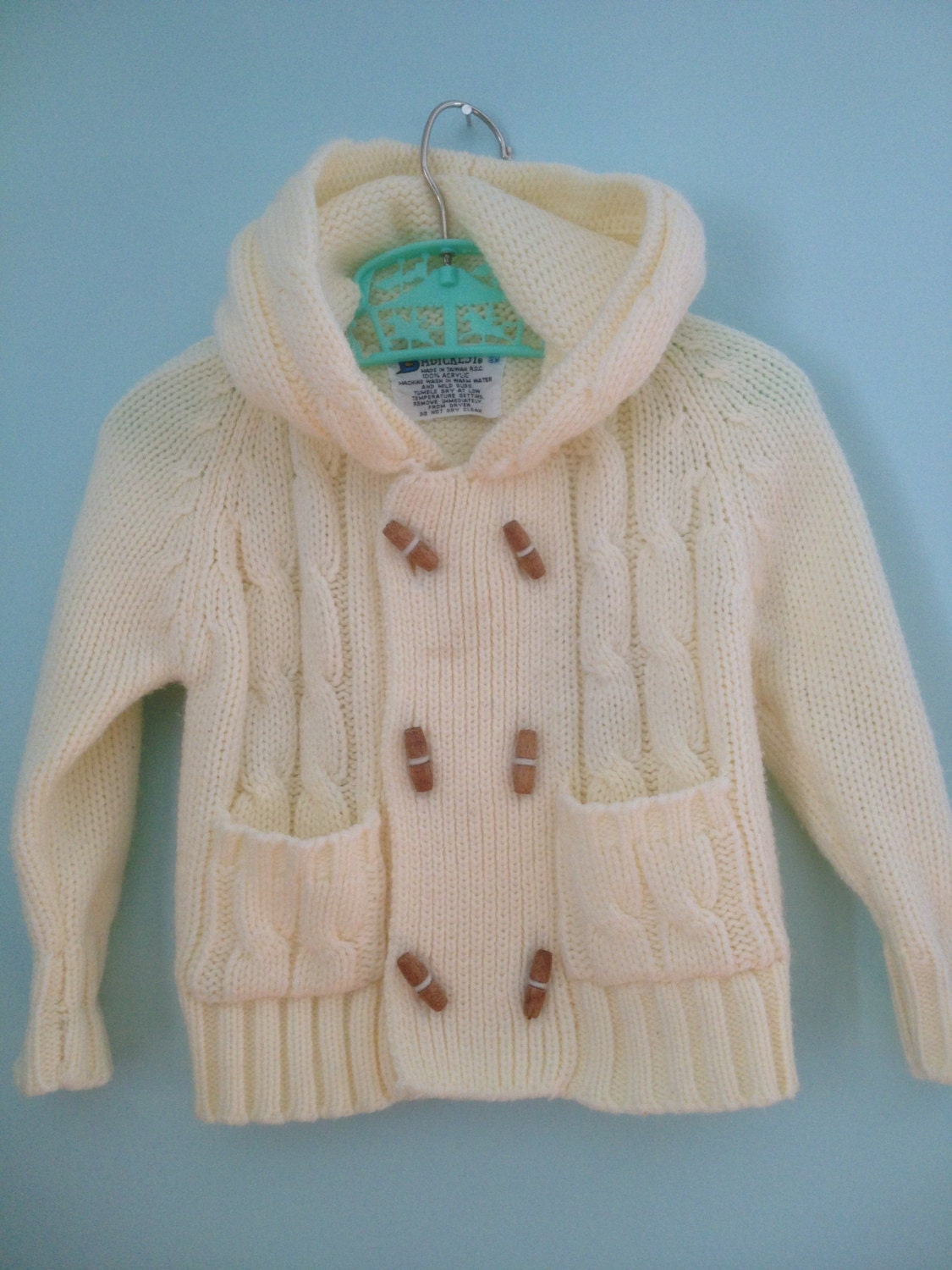 Vintage Cream Toggle Sweater Hooded Cardigan 18-24mo