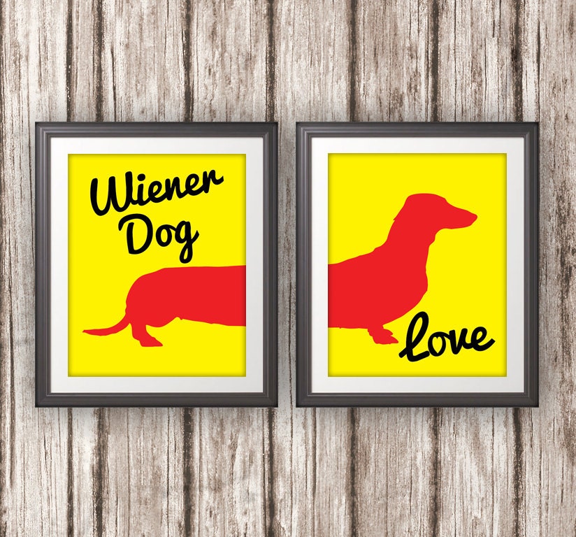 Wiener Dog Love, Wiener Dog, Dachshund, Wiener Dog Print, Wiener Dog Art, Wiener Dog Poster, Dog Print, Dog Art, Dog Poster - 8x10