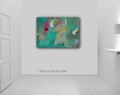 LARGE COLORFUL PAINTING - Turquoise Art - Abstract Acrylic on Canvas - Modern Wall Art - 24 x 36 - Original Art by Teofana