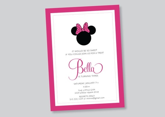 minnie mouse birthday party invitation . custom