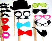 DIY YOU GLUE Photo Booth Props - 16 piece Set - Wedding Photo Booth Props