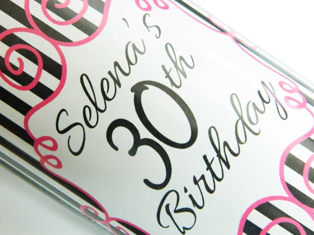 Set of 20 - PERSONALIZED WINE LABEL - Girly Stripes- For Weddings, Anniversaries, Birthday Or Any Special Occasion