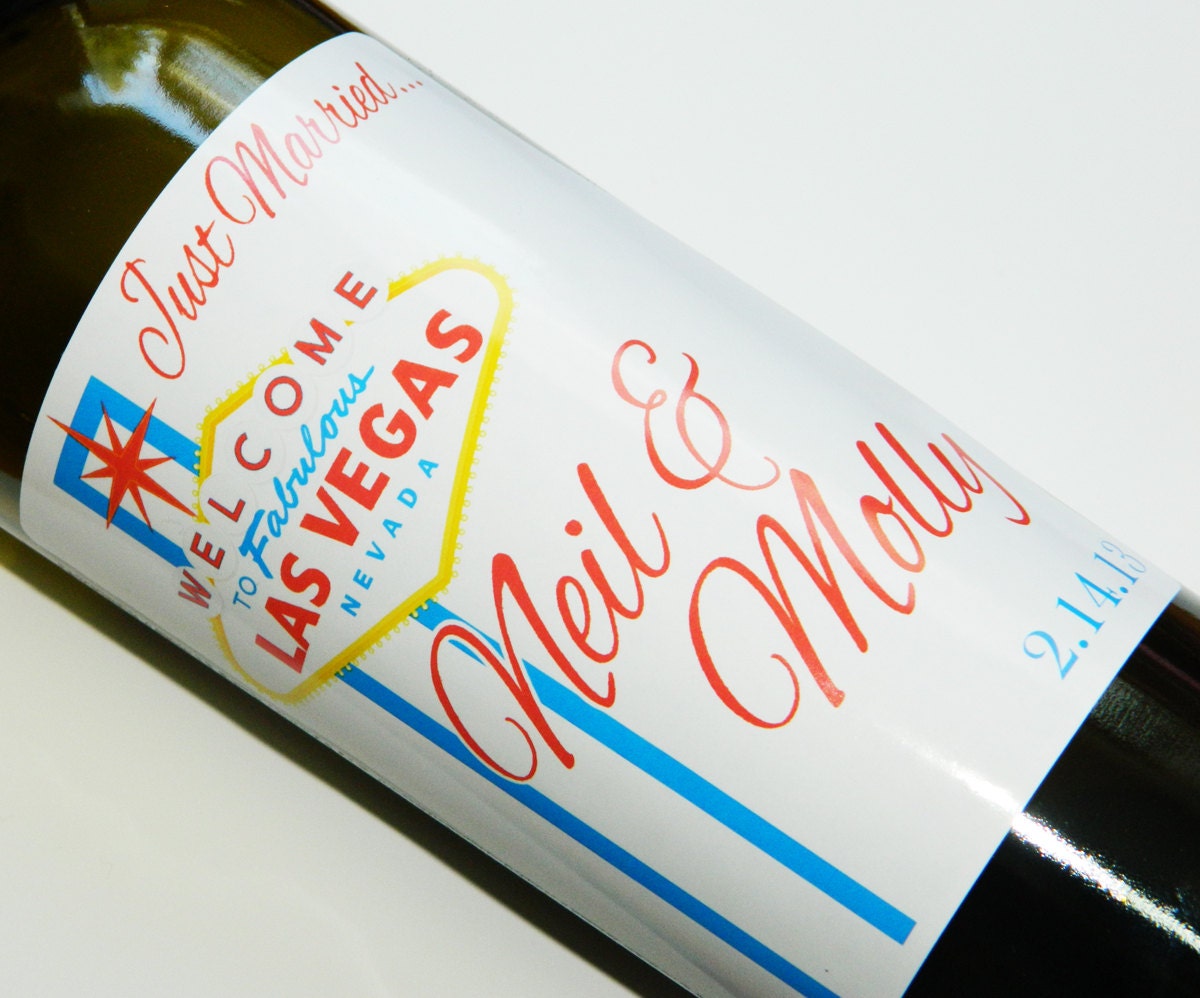 Set of 20 - PERSONALIZED WINE LABEL - Viva Las Vegas - For Weddings, Anniversaries, Or Any Special Occasion