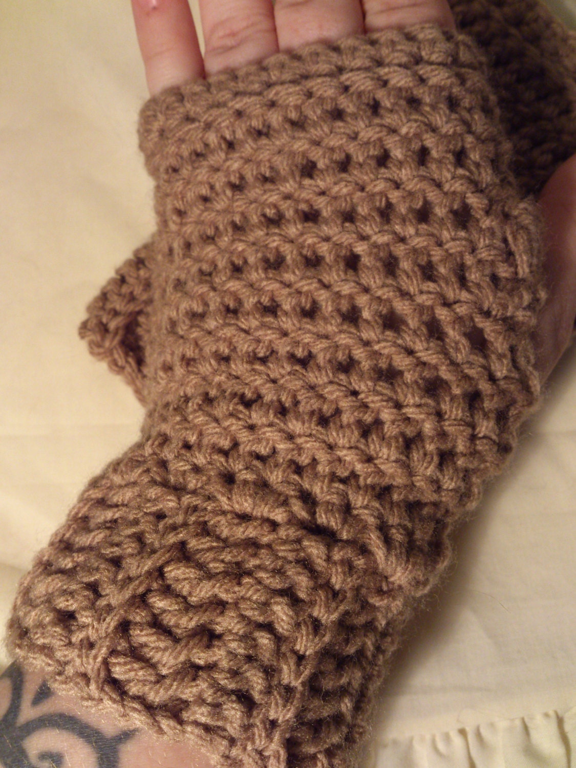 Handless  Gloves: Color selection- Tan, Sage Green