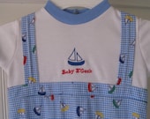 Vintage Baby B'gosh one piece sailboat, knit outfit, size Med (12-18 lbs)