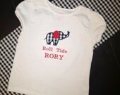 Roll Tide Alabama baby child's houndstooth elephant appliquéd custom made shirt onesie bodysuit outfit boy or girl