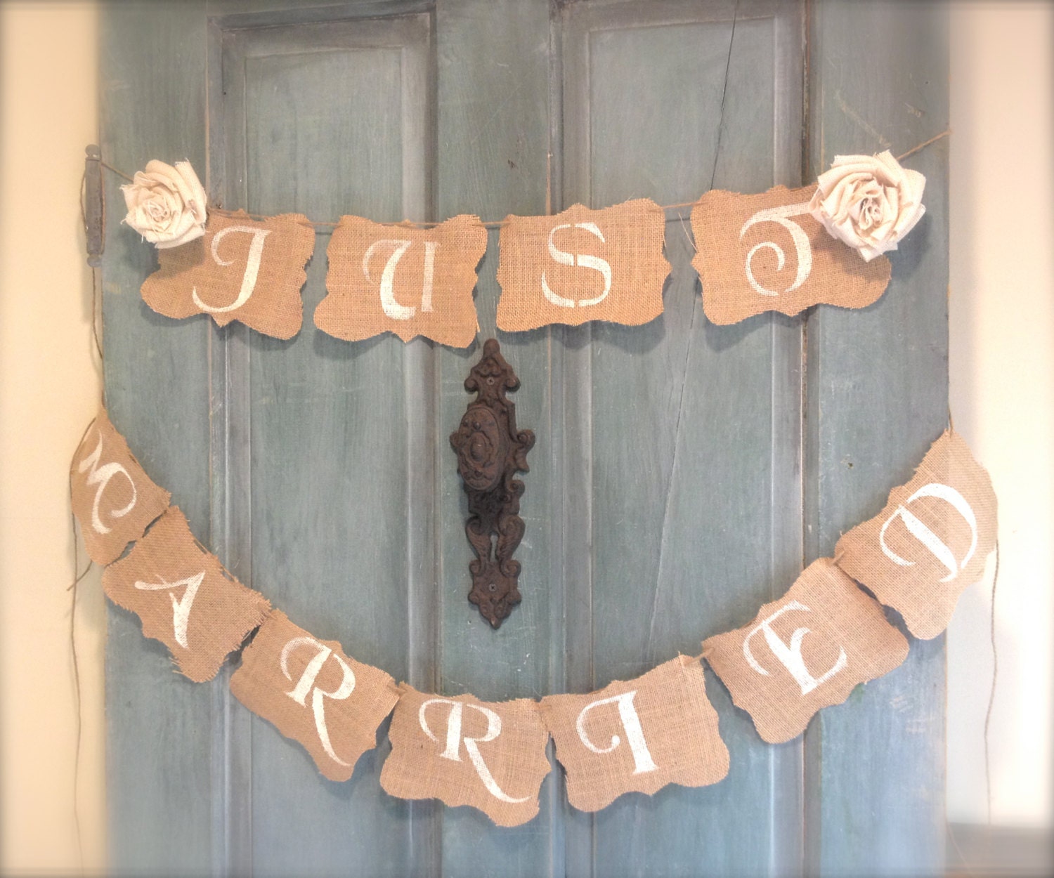 Just Married Sign- Wedding Decor- Burlap Wedding sign