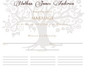 Silver Swirly Marriage Tree Custom Marriage Wedding 12x16 Certificate Original by Natasha Wescoat