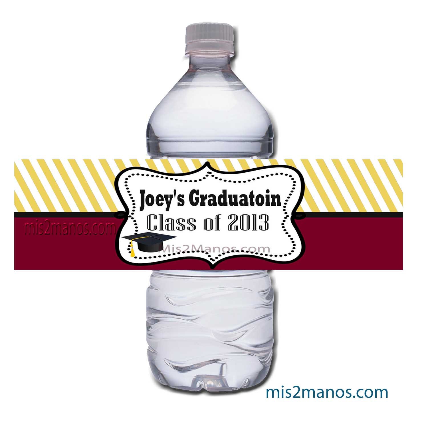 Water Bottle Label- Personalized -Graduation PRINTABLE DIY Water Bottle Label