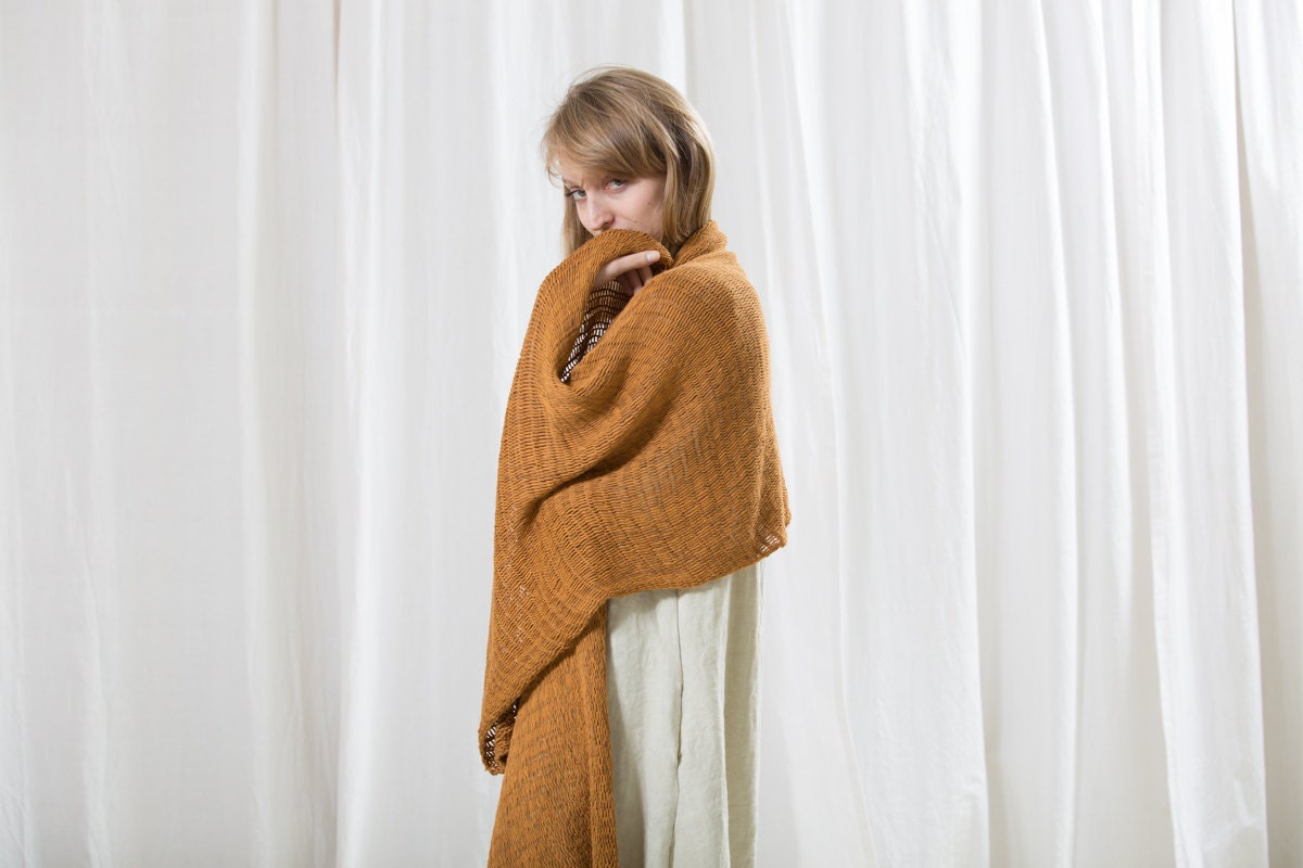 Women Mustard Shawl,Eco Design Soya Scarf