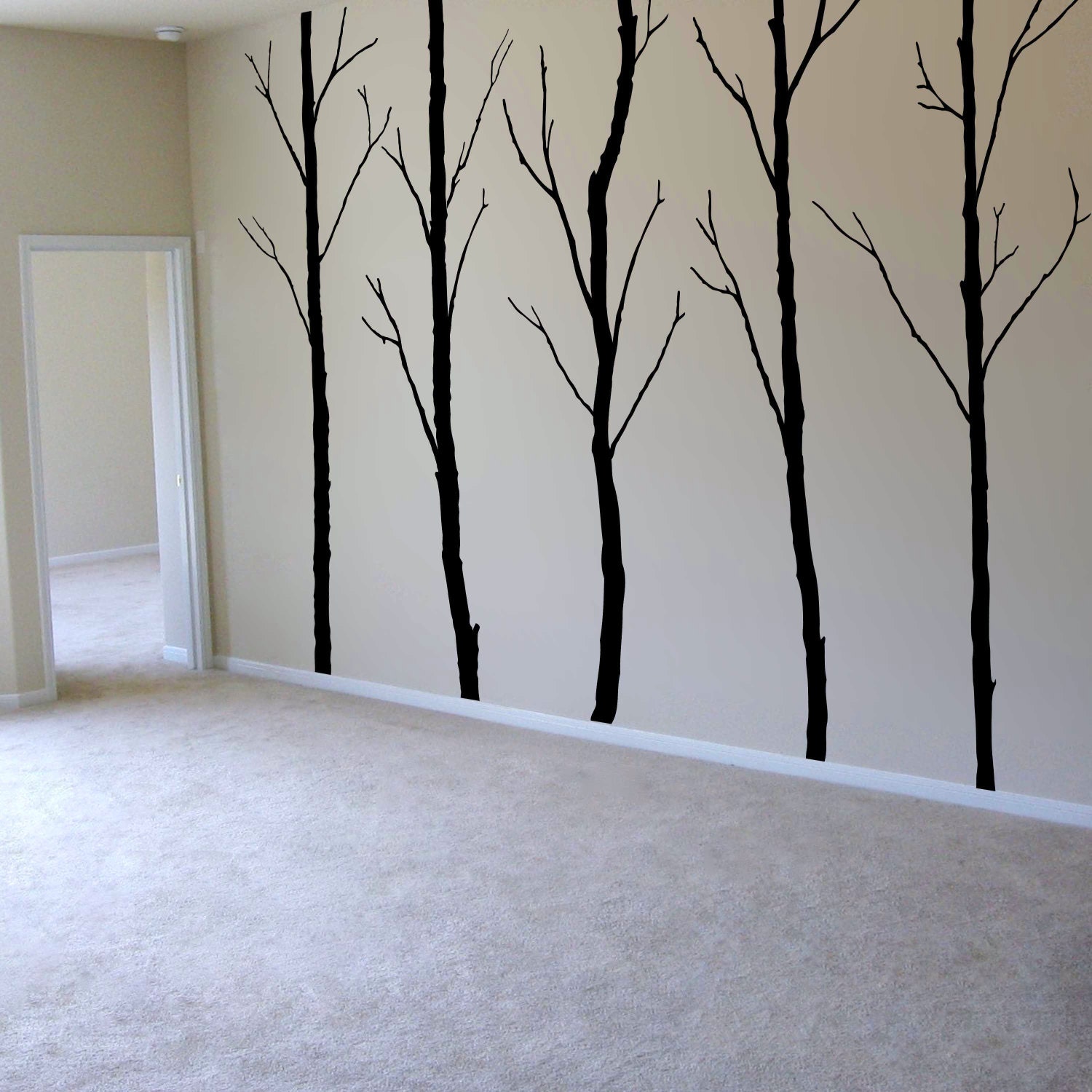 Winter Trees Decal - Tree Wall Decal Wall Sticker - Tree Decals - Large: approx 96" x 125" ( whole composition) - W008