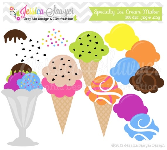 INSTANT DOWNLOAD ice cream clip art - desert clipart - commercial use - icecream invitation - ice cream maker - mix and match Il_570xn