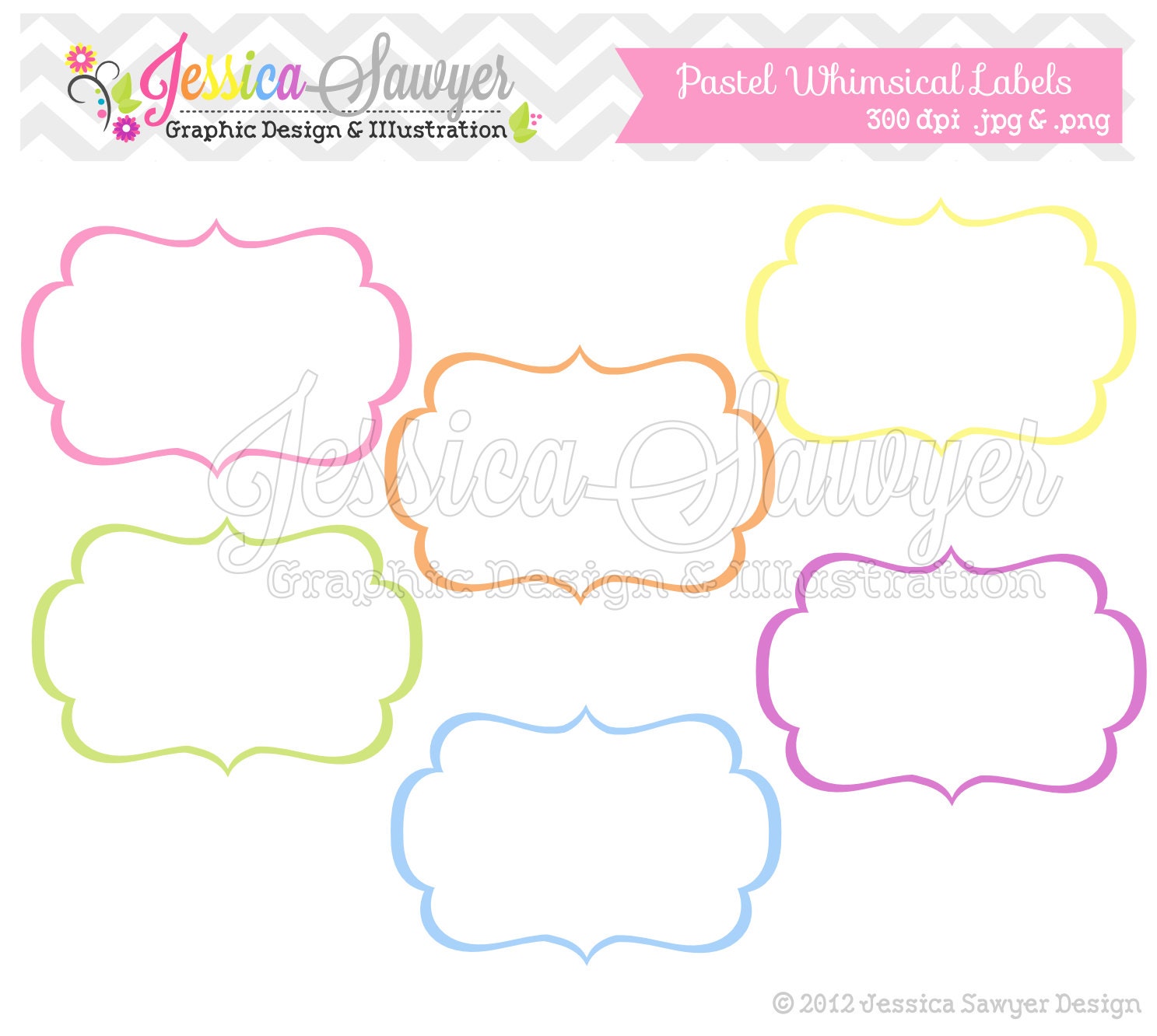 INSTANT DOWNLOAD pastel whimsical labels - tag clipart - printable labels - rainbow - cards - invitations - scrapbook - digital frames Il_570xn