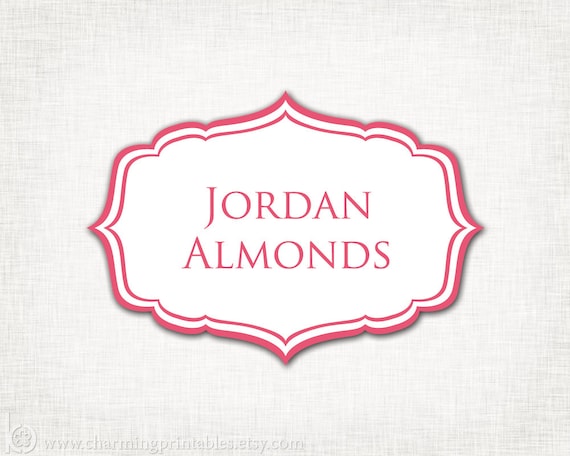 Pink Buffet Labels - PRINTABLE - 8 Elegant (Candy, Dessert, Popcorn, Snack, Ice Cream, Cookie...) Buffet Labels
