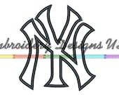 YANKEES Baseball Machine Embroidery Applique Design - Instant Download