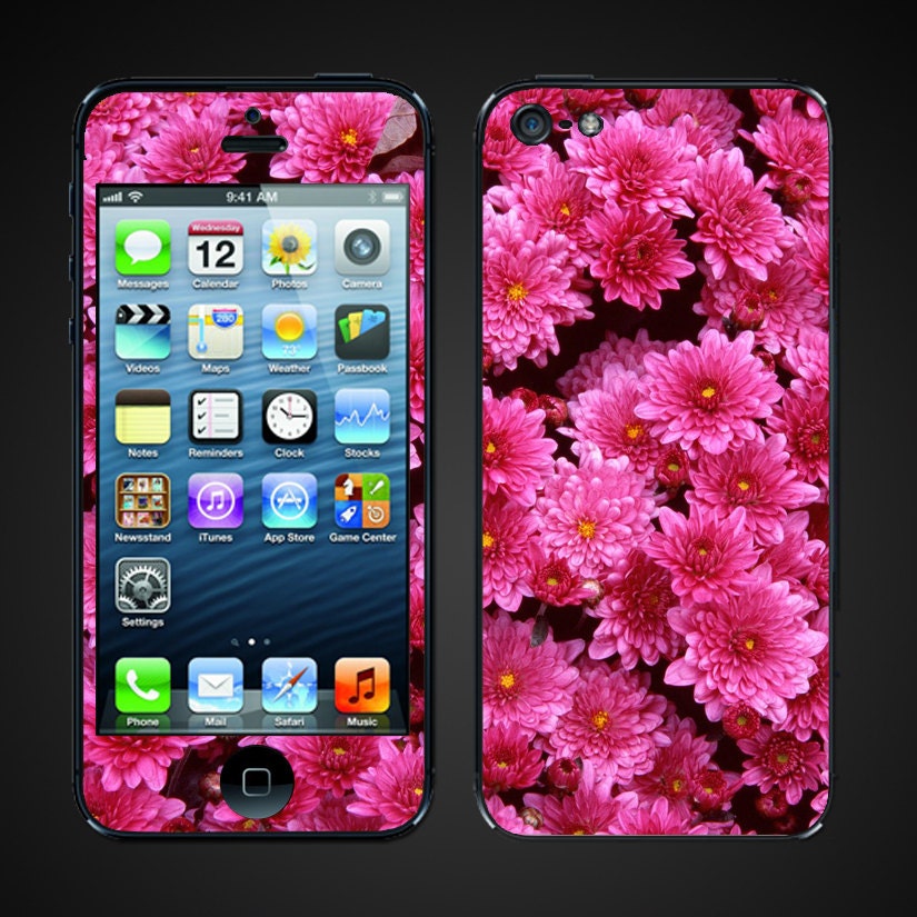 iPhone 5 Vinyl Decal Flowers pretty pink Wrap Skin  - Free Shipping  - NOT a HARD CASE