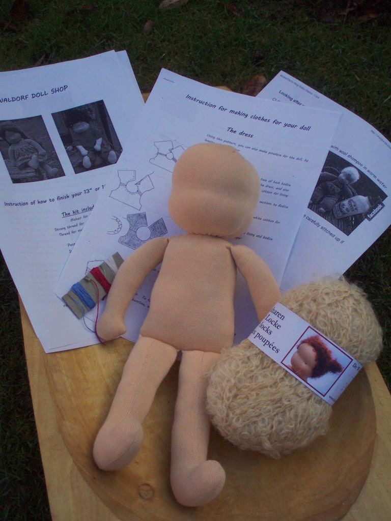 Waldorf Doll  Blank 13" tall, various skin and hair colours