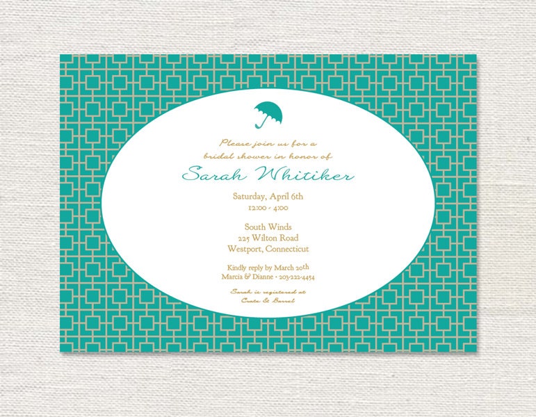 Bridal Shower Invitation - Printable Geometric Shower Invite - Customized Umbrella Icon Wedding Shower Invite - 5x7 OR 4x6 DIY Printable Il_170x135