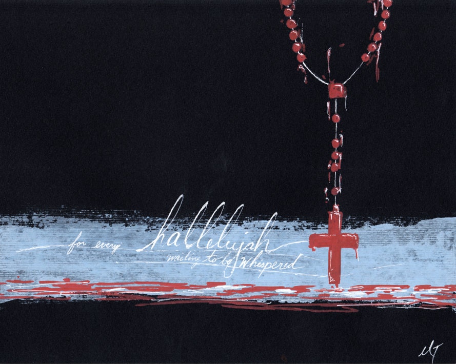 Hallelujah Waiting ORIGINAL - collage painting - 8" x 10"