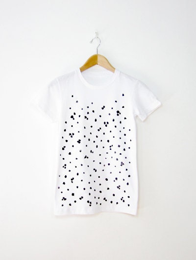 Organic Cotton Tee Hand Screen Printed Little Dots