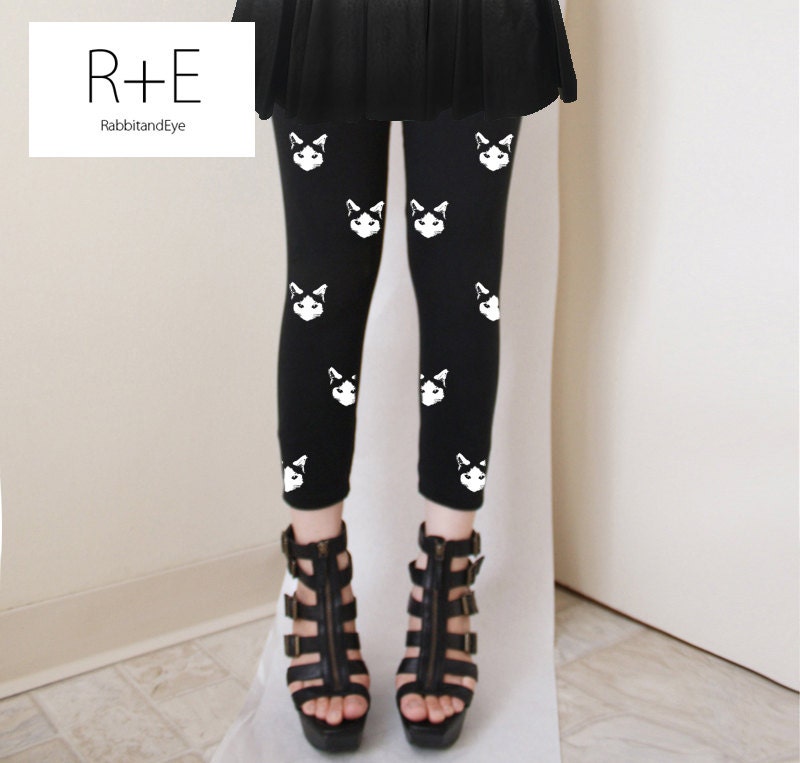 Mini Kitty Cats Womens Black Leggings Style