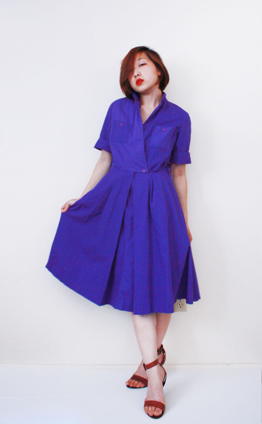 Mid Night Purple 50s Shirt Aline Dress size S/M