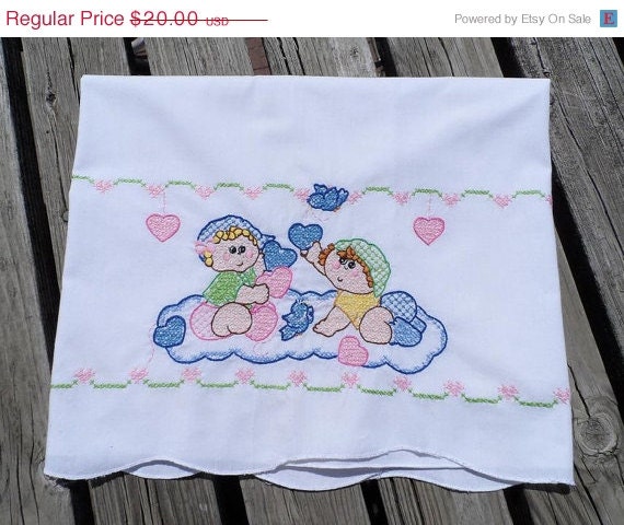 SALE Vintage Baby Bedspread- Coverlet - Hand Embroidered- Blanket