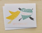 Lovebird Card - Mother's Day - yellow