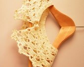 Lace Crochet Collar - Peter Pan Crochet Collar Pearl Button - Detachable - Noble White - Romantic - Vanilla - Sparkle Gold Sequins