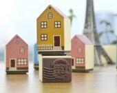 Heart, True Love, Hugs House Style Postmark Wooden Rubber Stamp