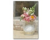 CREAM PITCHER with FLOWERS, Still Photography, Floral, Shabby Chic, Fine Art