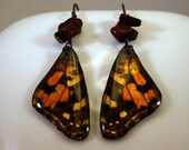Butterfly Earring, Earth Earrings, Grounding Jasper and gold tone Painted Lady Butterfly